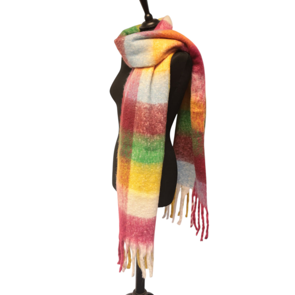 Rainbow Check Chunky Winter Scarf