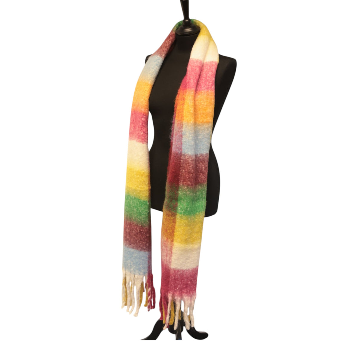 Rainbow Check Chunky Winter Scarf