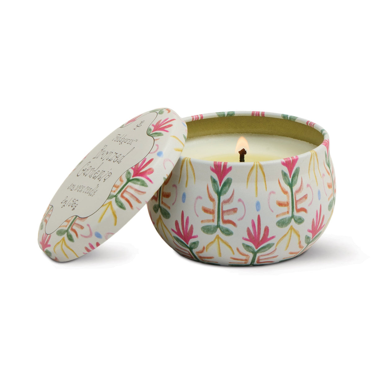 Tulip Printed Tin Candle - Bronzed Gardenia