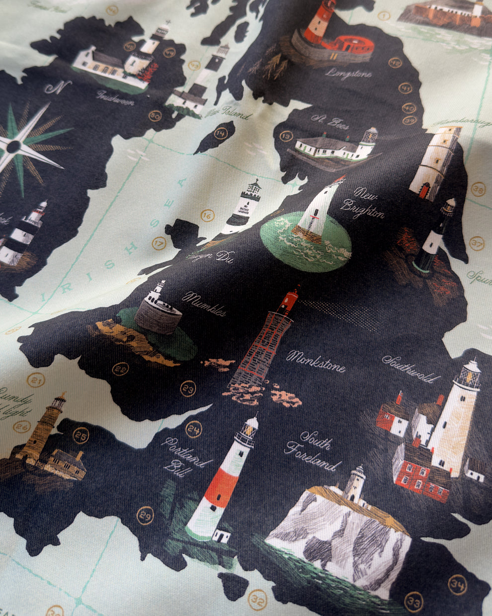 Lighthouses of the United Kingdom Tea Towel