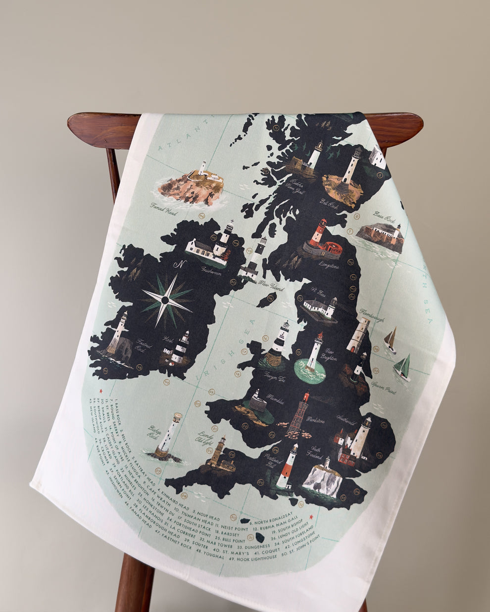 Lighthouses of the United Kingdom Tea Towel