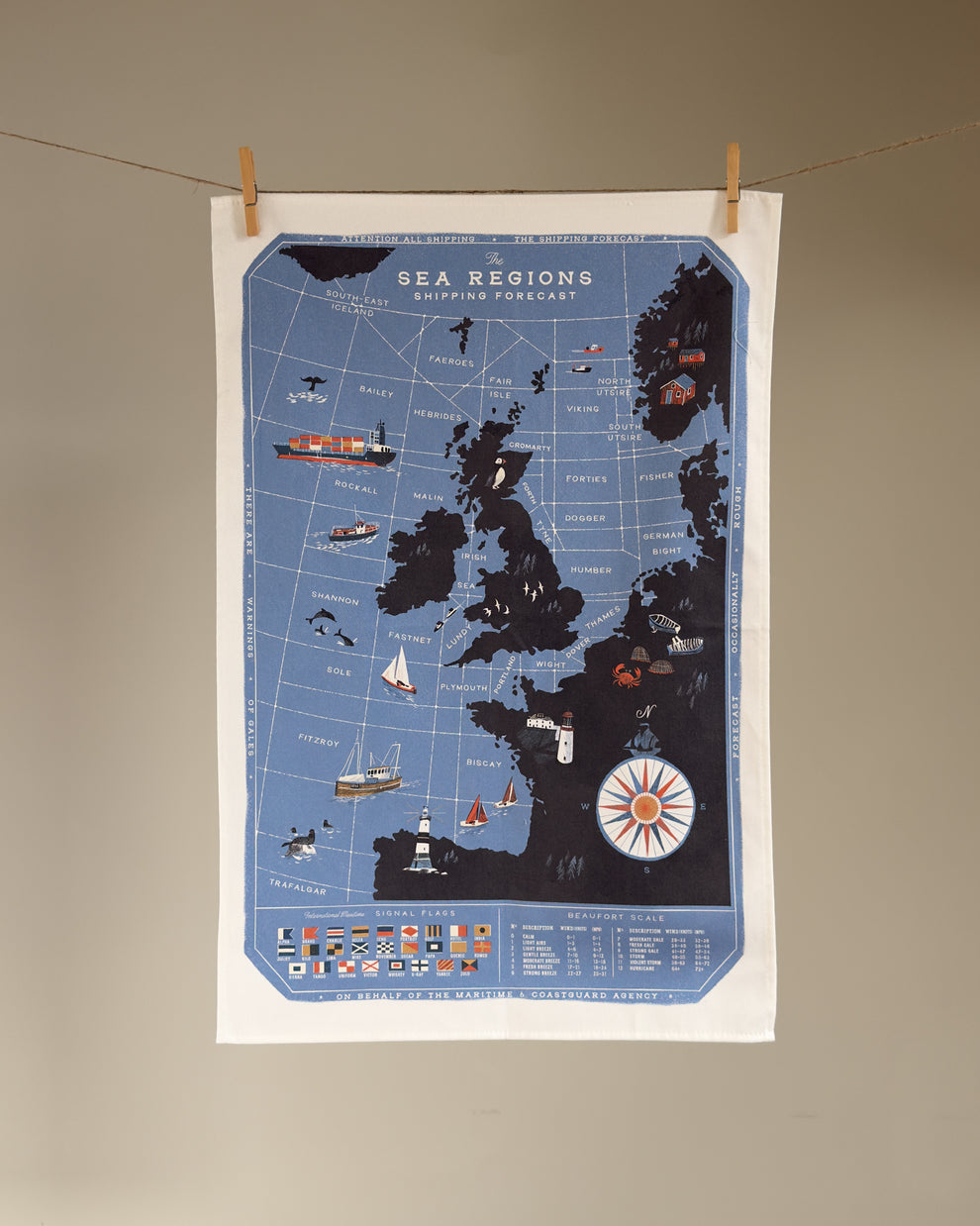 Sea Regions of the United Kingdom Tea Towel
