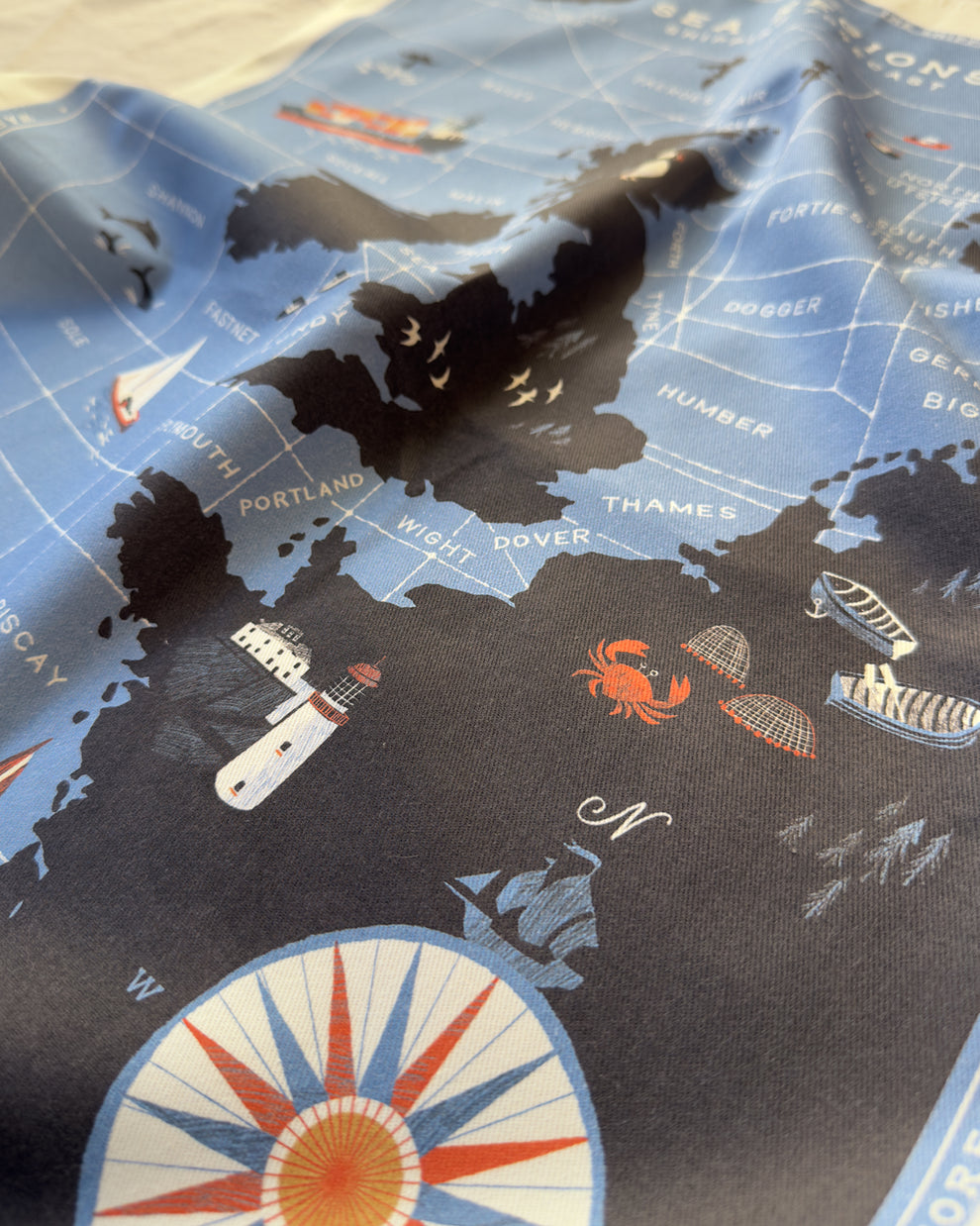 Sea Regions of the United Kingdom Tea Towel
