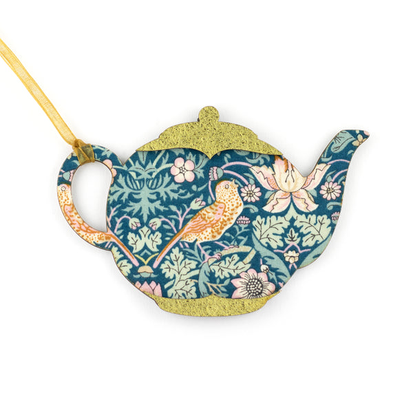 Wooden Teapot decoration in Liberty print