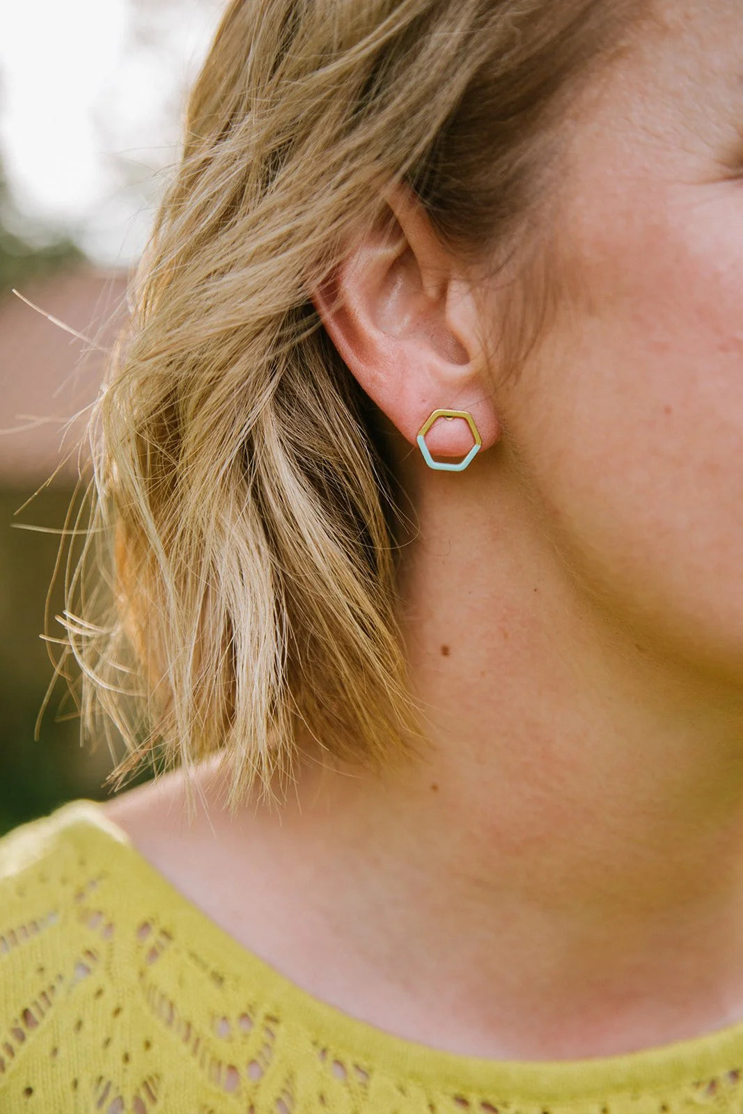 Dipped Hexagon Studs