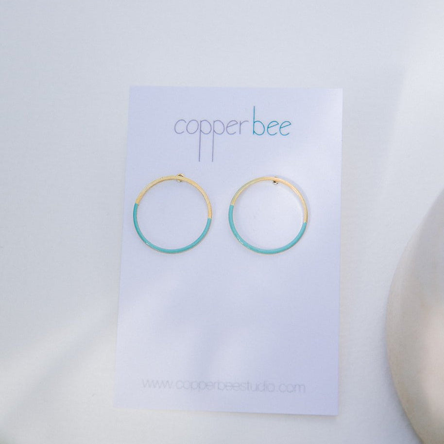 Turquoise Dipped Large Circle Studs