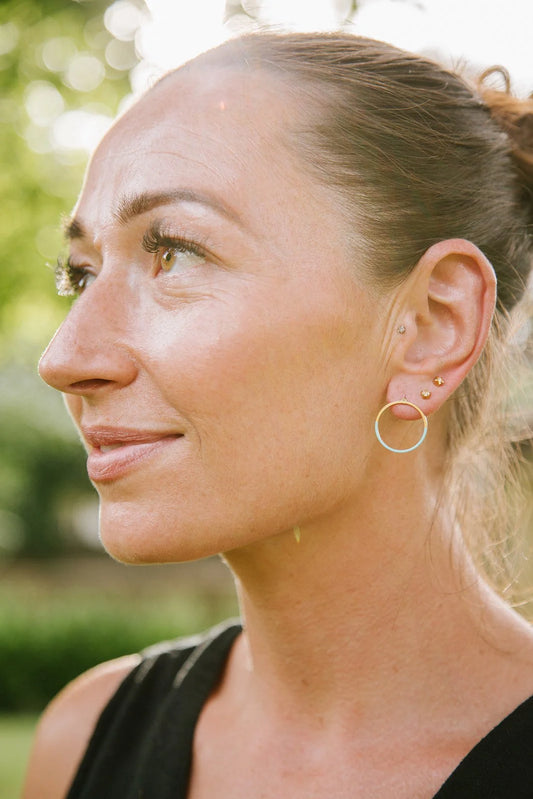 Turquoise Dipped Large Circle Studs