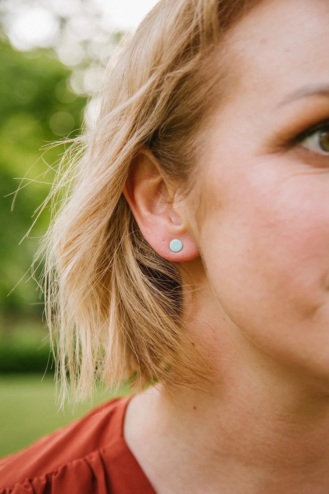 Tiny Enamel blue Studs