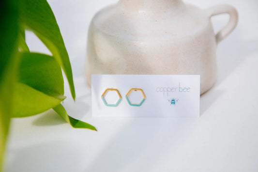 Dipped Hexagon Studs
