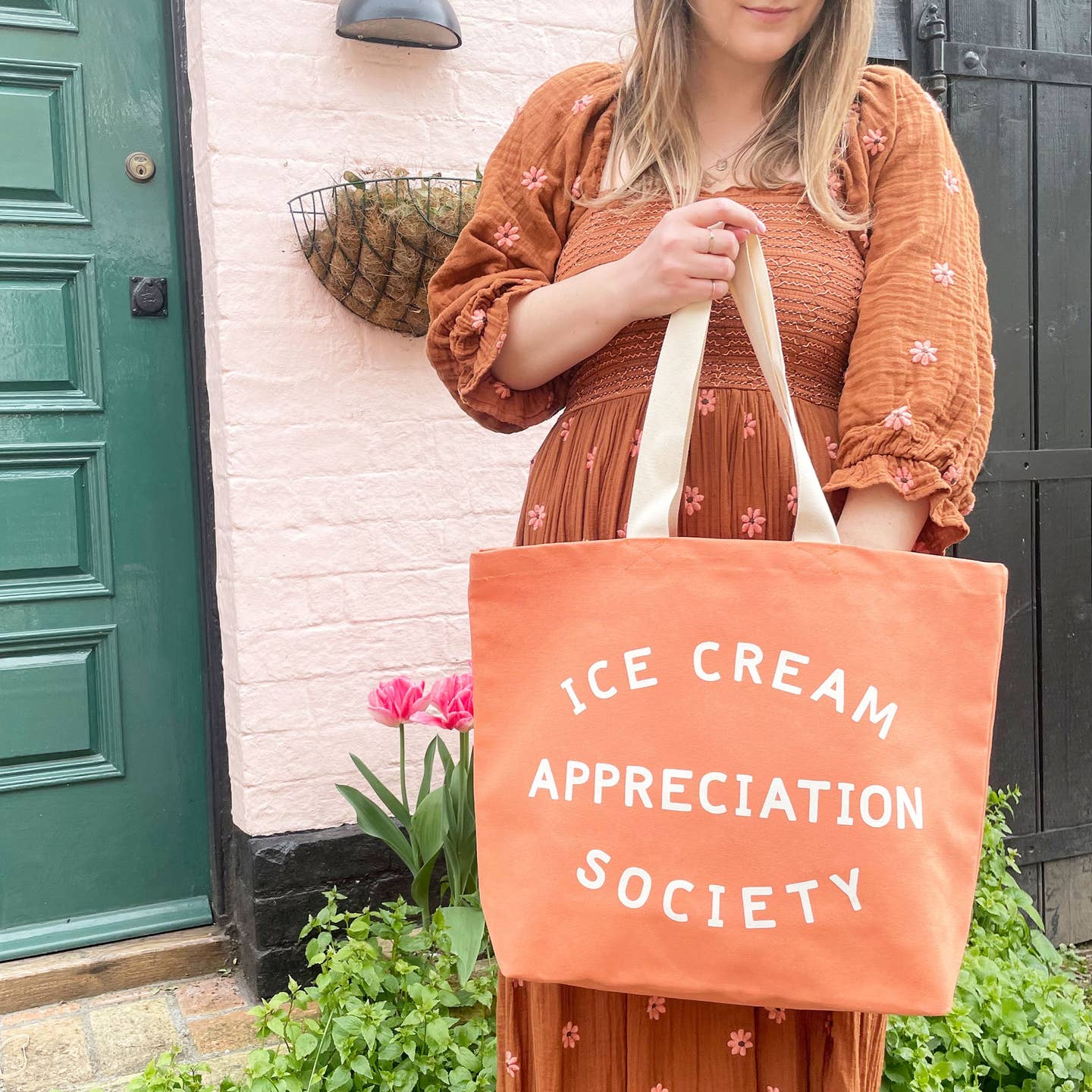 Ice Cream Appreciation Society Canvas Tote Bag - Peach