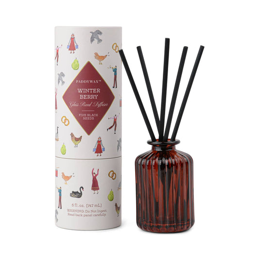 Christmas Ribbed Glass Diffuser - Red - Winter Berry