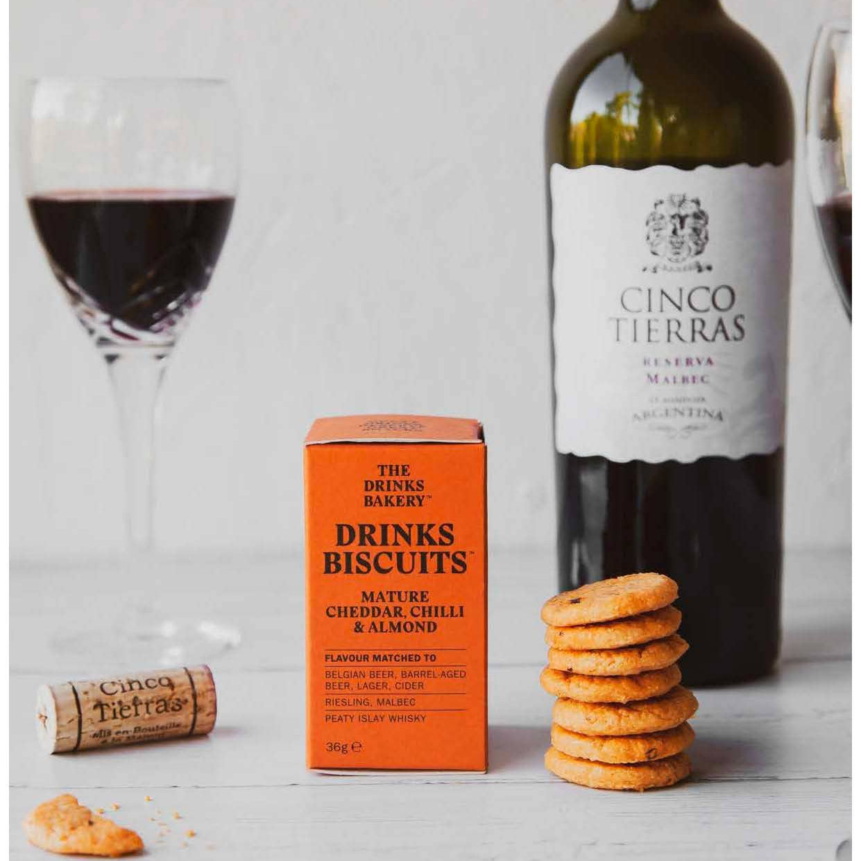 Drinks Biscuits - Mature Cheddar & Smoked Chilli 36g