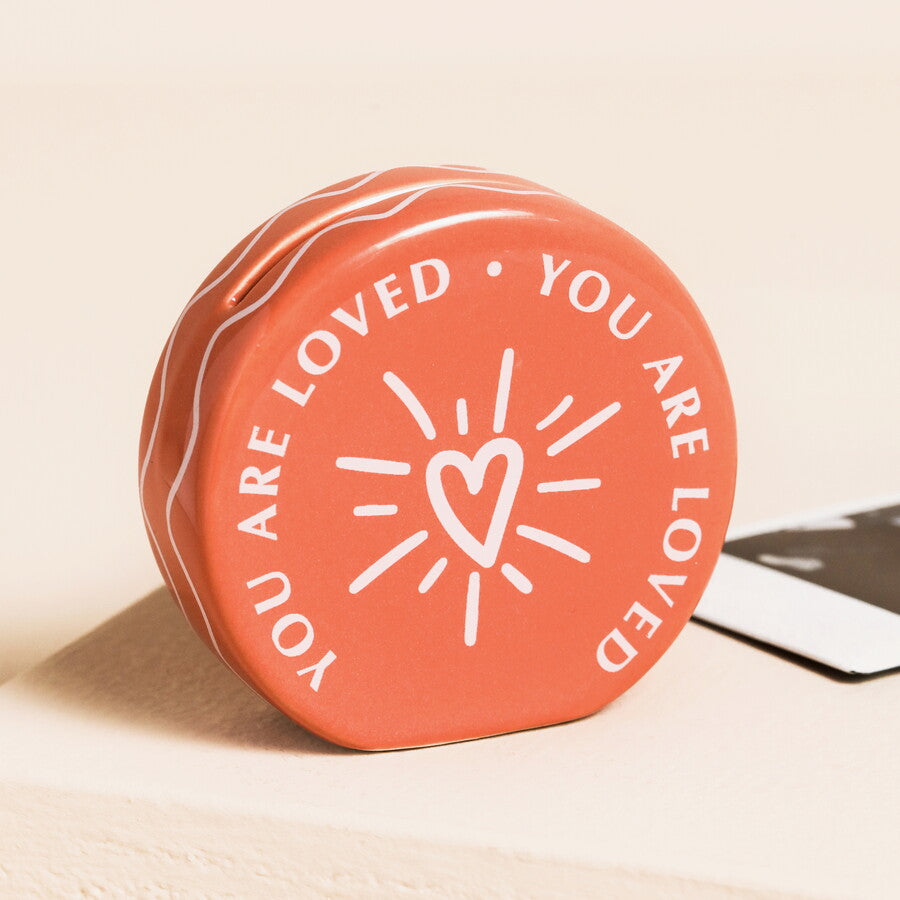 Coral Ceramic 'You Are Loved' Photo Holder