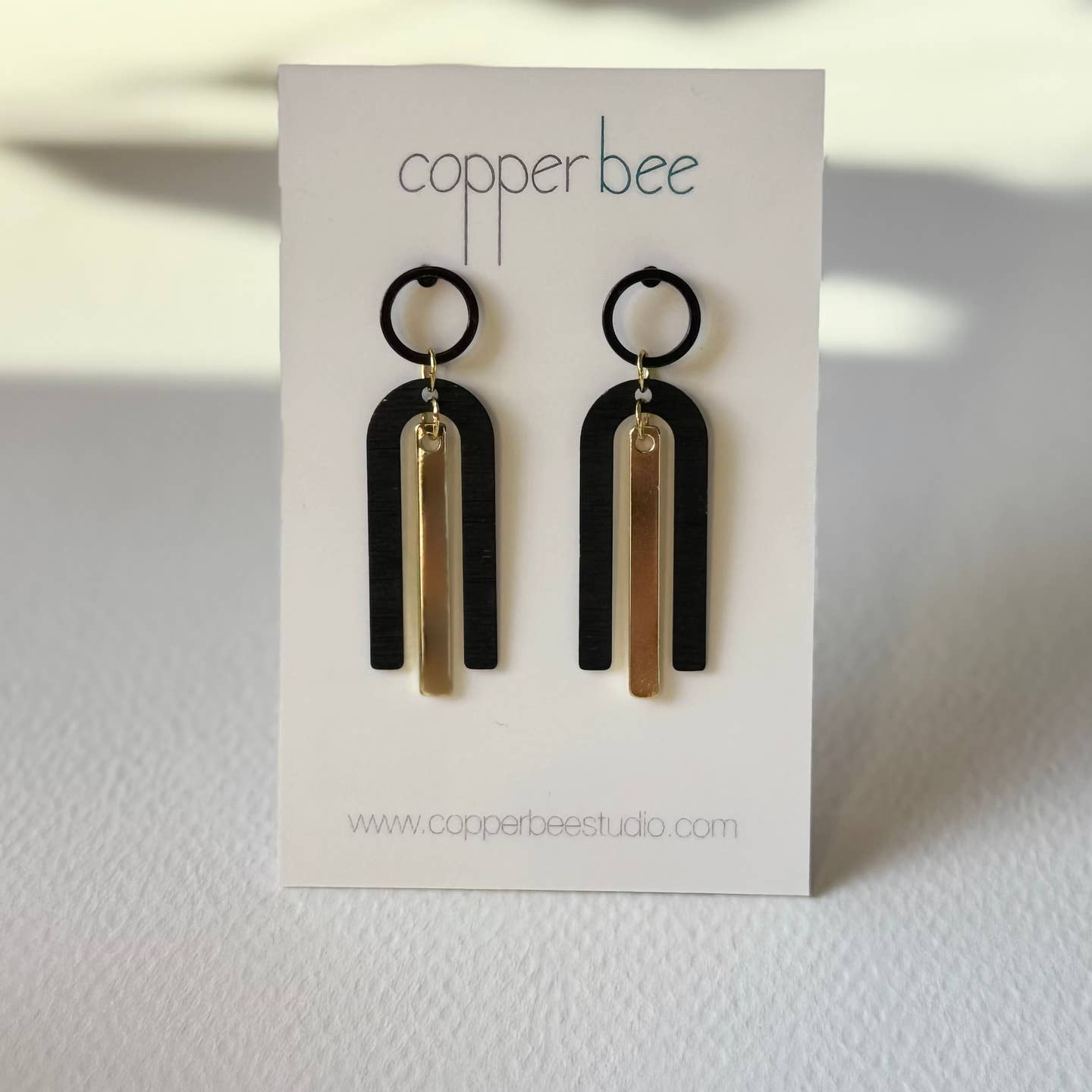 Black & Brass Arch Earrings
