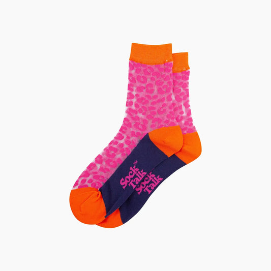 Leopard Print Combed Cotton Sheer Socks