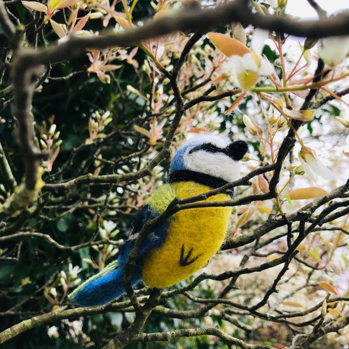 Handmade Bella the Blue Tit hanging decoration