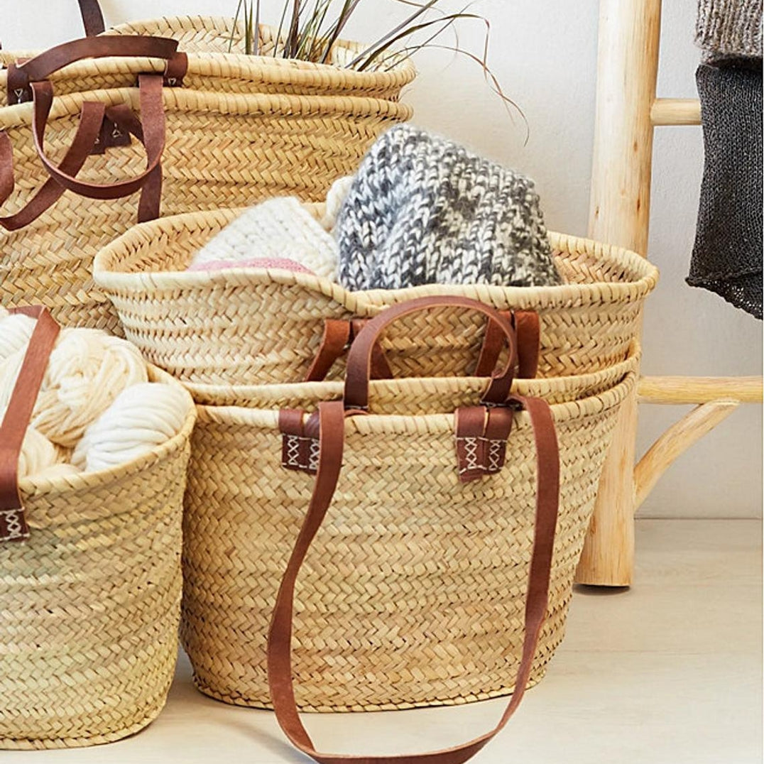 Straw Shopper tote with double handle
