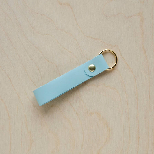 Leather Loop Key Ring - Duck Egg Blue