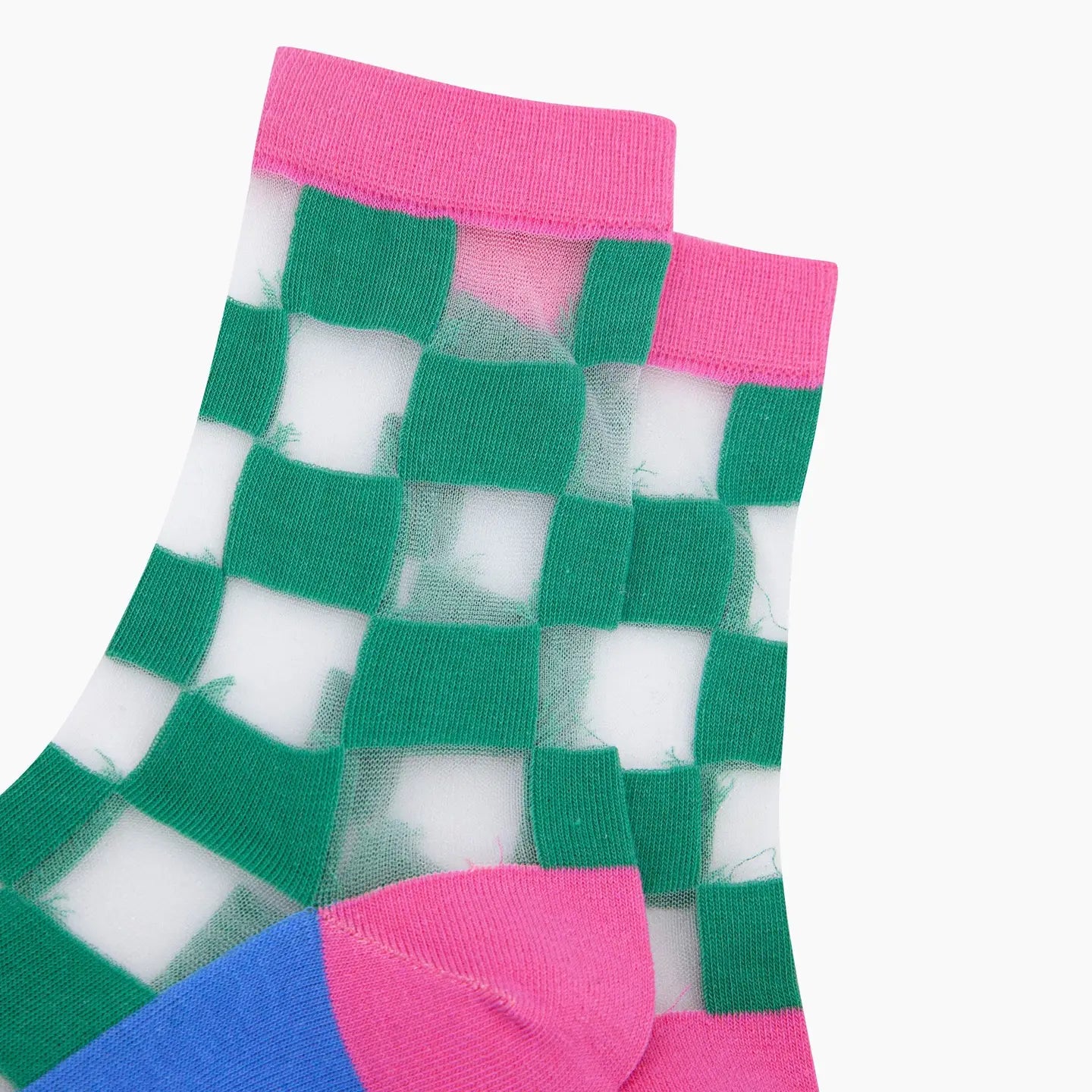 Checkerboard Combed Cotton Sheer Socks