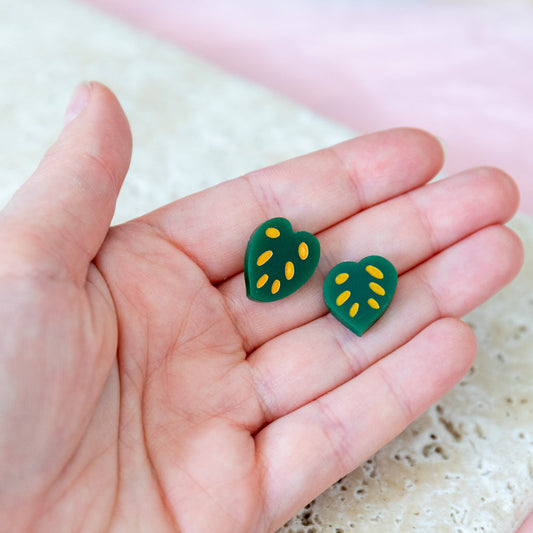 Monstera Stud Earrings