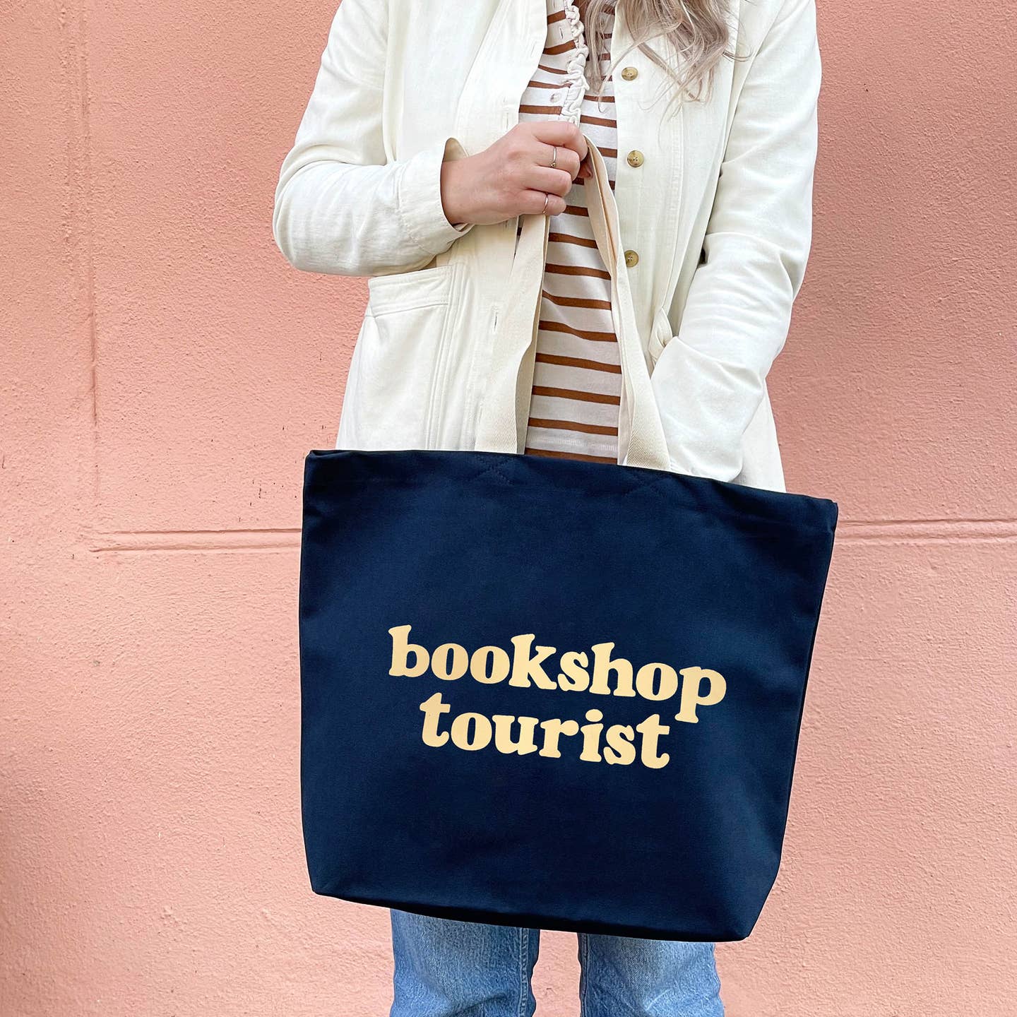 Bookshop Tourist Canvas Tote Bag - Midnight Blue
