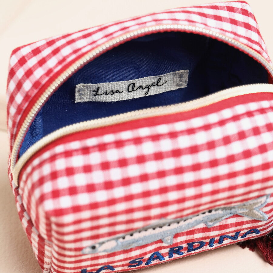 Red & White Gingham Fish Pouch