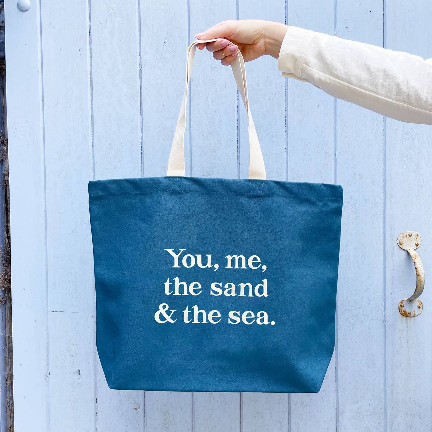 You, Me, the Sand & the Sea Canvas Tote Bag - Ocean Blue