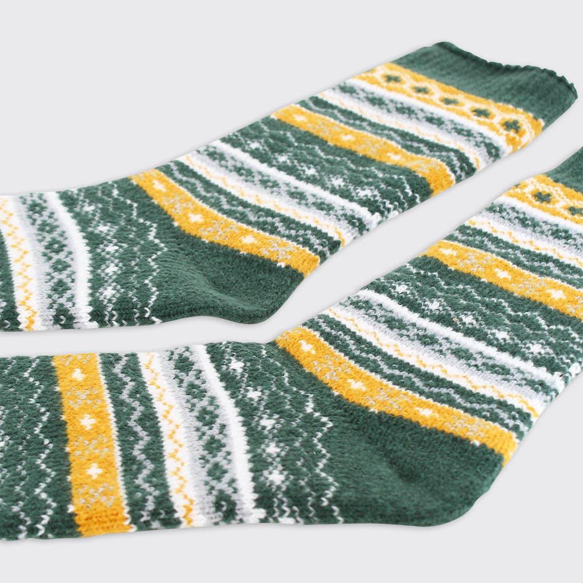 Chloe Fairisle Super Soft Socks - Green/Ochre