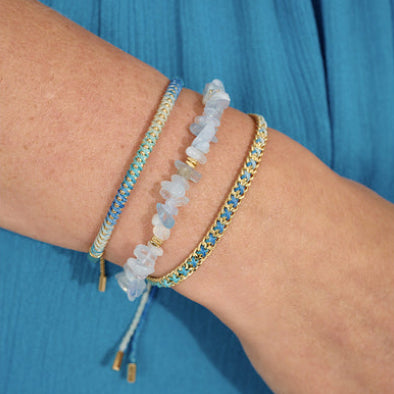 Emelia Ombre Blue & Gold Braided Bracelet