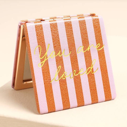 You Are Loved Striped Compact Mirror