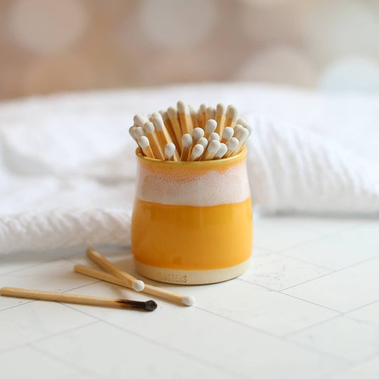 Handmade Mustard Yellow Match Pot