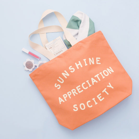 Sunshine Appreciation Society Canvas Tote Bag - Peach