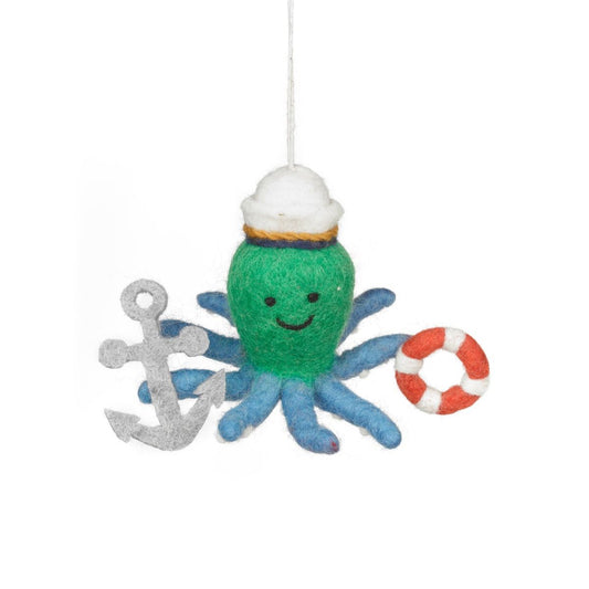 Handmade Felt Captain Odin the Octopus Hanging Decoration