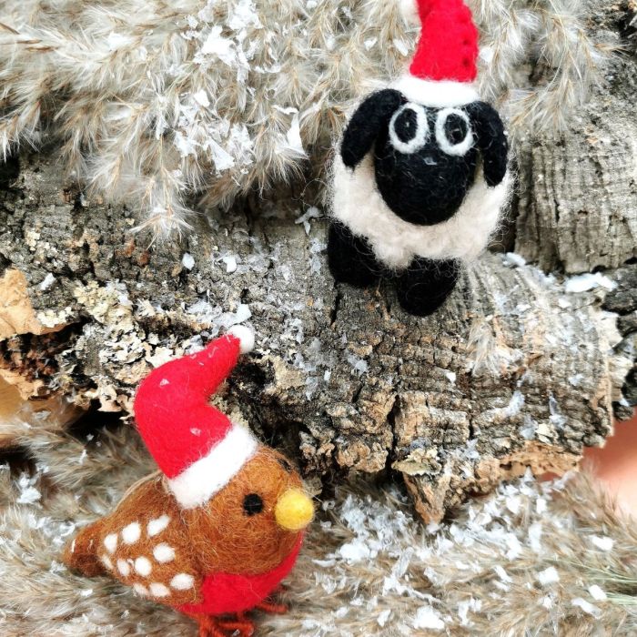 Handmade Felt Biodegradable Christmas Black Sheep Tree Hanging Decoration