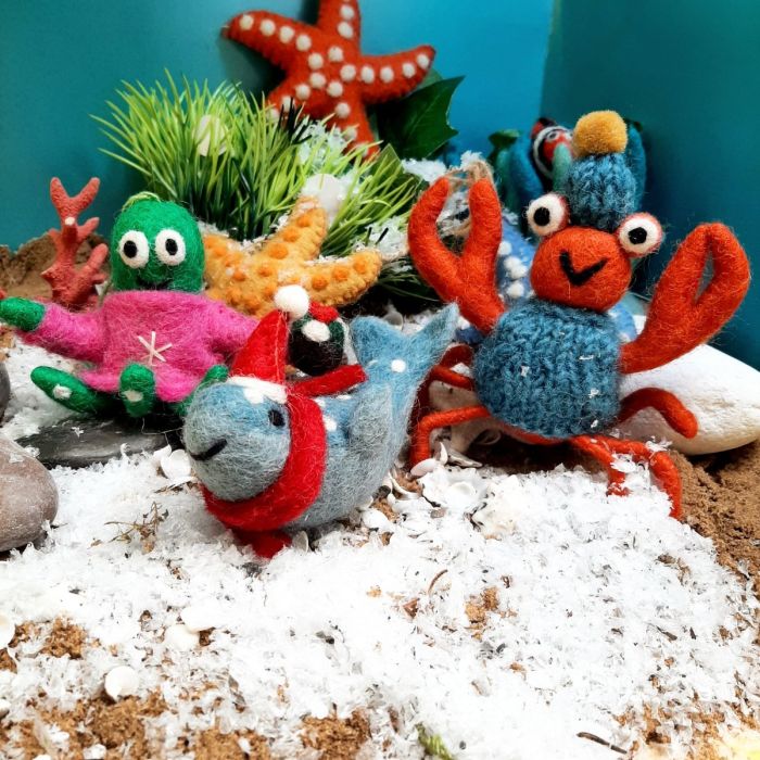 Handmade Felt Sammy Snowcrab Hanging Christmas Crab Decoration
