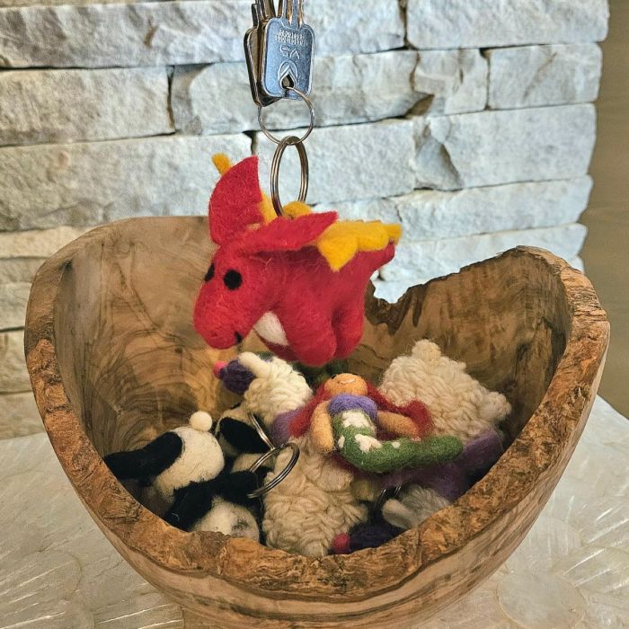 Handmade Felt Red Dragon Keyring Decoration