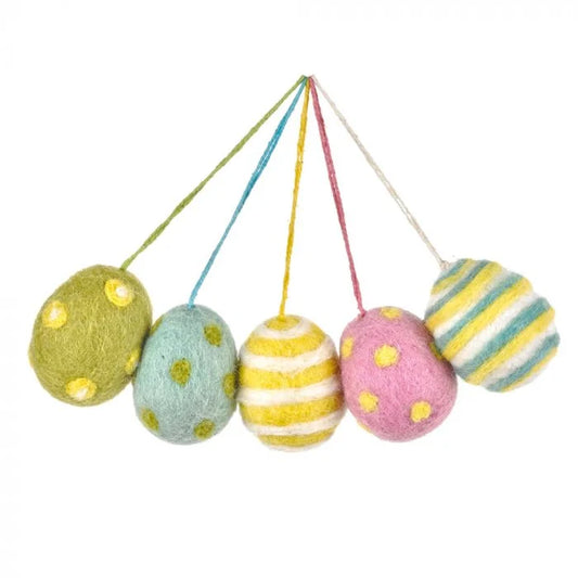 Felt Easter Eggs (Set of 5) Hanging Easter Decoration