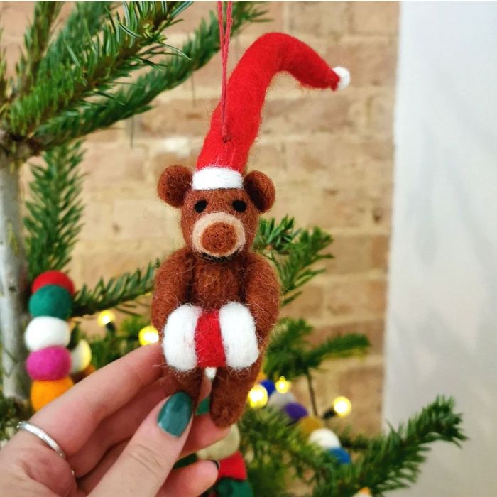 Lil Santa Bear Hanging Christmas Decoration