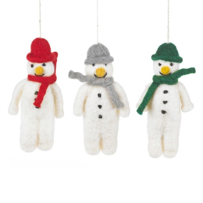 Hanging Felt Mr. Snowman Handmade Felt Biodegradable Decoration