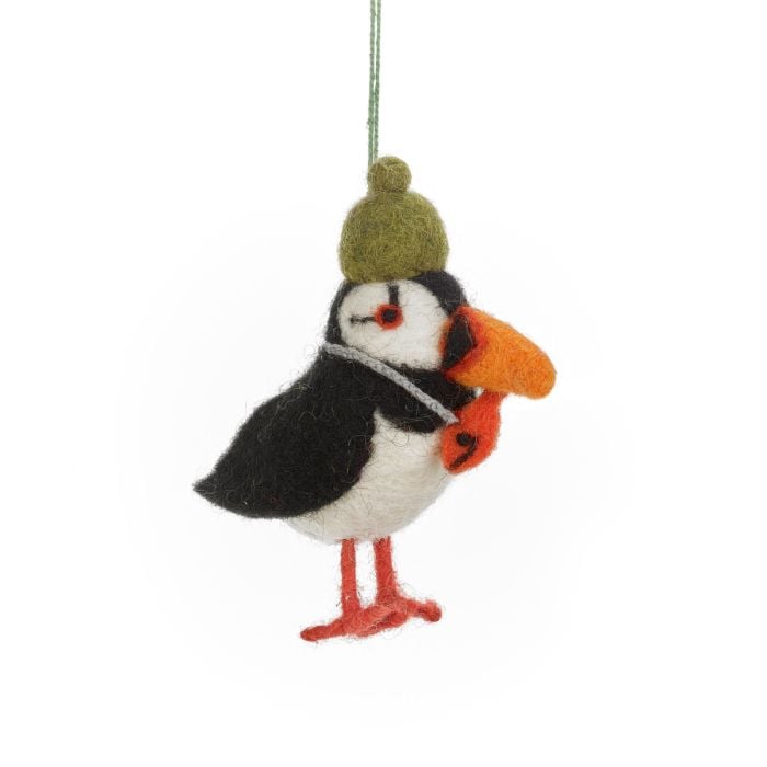 Handmade Felt Paddy the Puffin Hanging Decoration