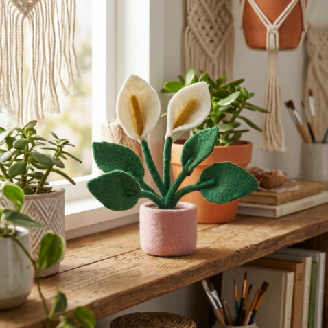 Handmade Felt Peace Lilly Standing decoration