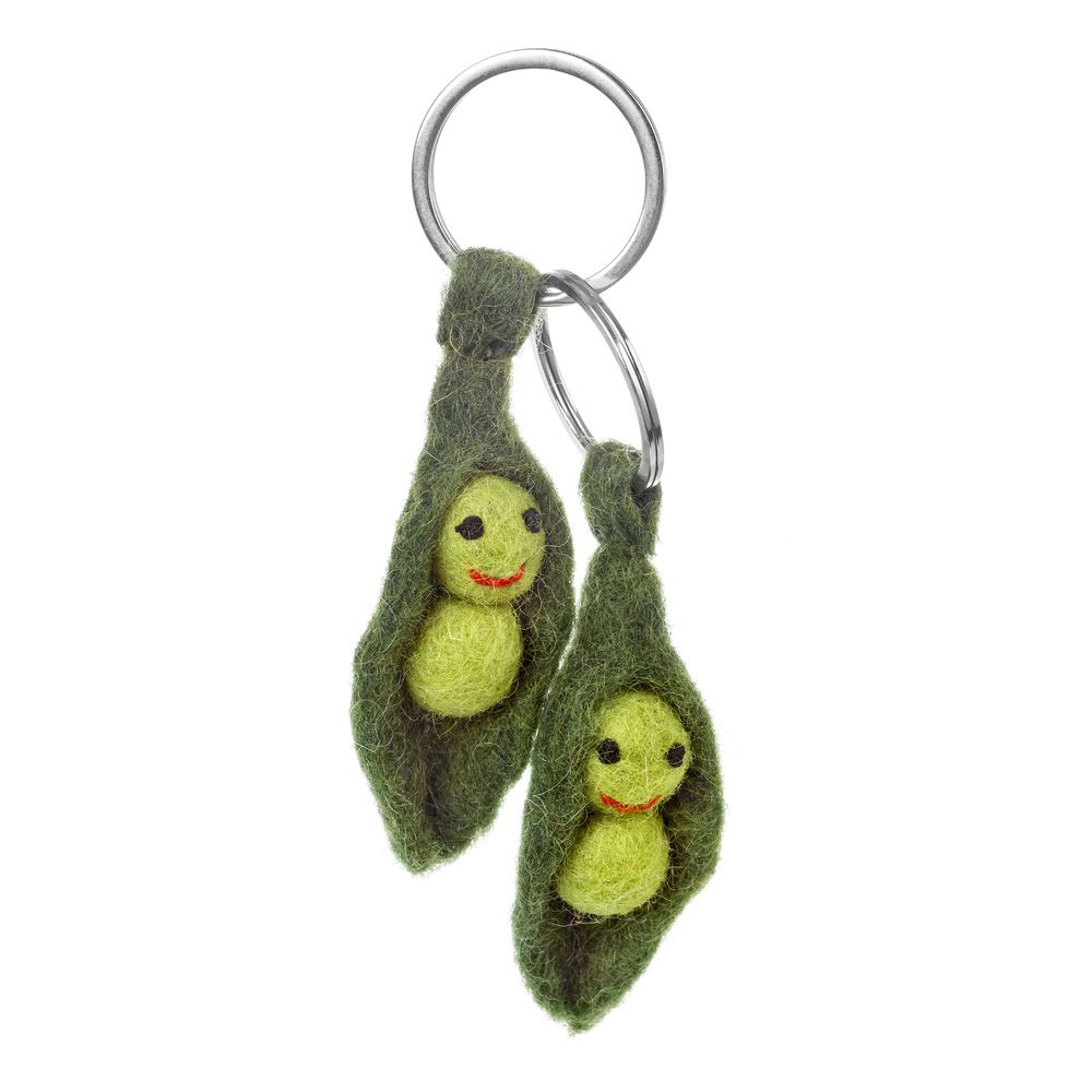 Handmade Felt Peas in a Pod Friendship Keyring
