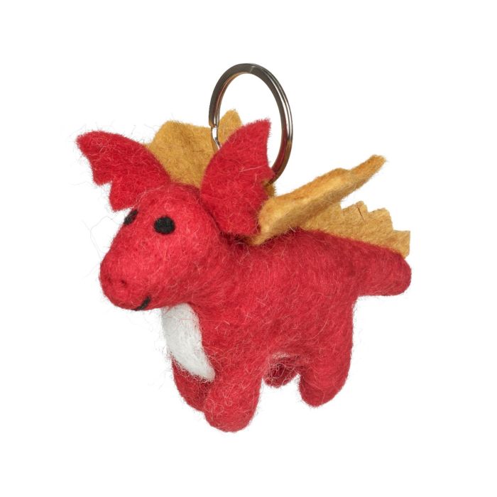 Handmade Felt Red Dragon Keyring Decoration