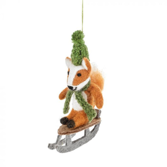 Sledging Fox hanging decoration
