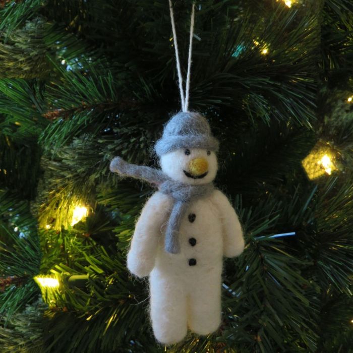 Hanging Felt Mr. Snowman Handmade Felt Biodegradable Decoration