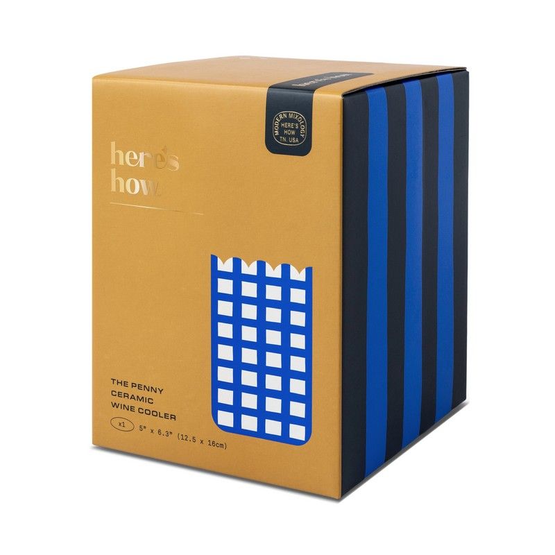 Ceramic Wine Cooler - blue gingham