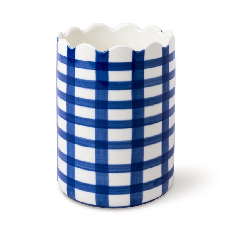 Ceramic Wine Cooler - blue gingham