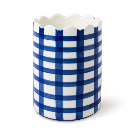 Ceramic Wine Cooler - blue gingham