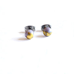 Mini Stud Glass earrings with 24 Carat Gold flecks - 3 opalescent colour varieties
