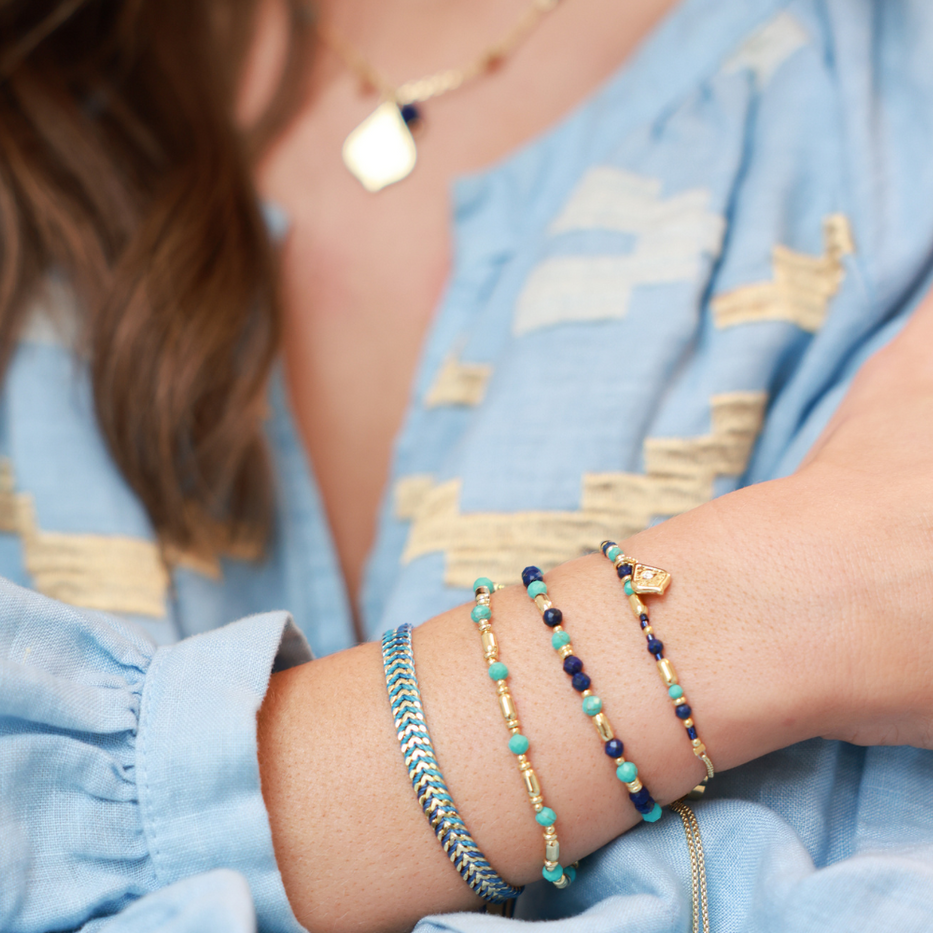 Iztac Blue Ombré Gold Woven Bracelet
